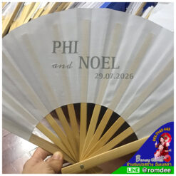 พัดเทวา Tewa Fan สีขาว สกรีนโลโก้งานแต่งงาน